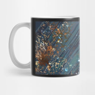 Blue background with bronze Mug